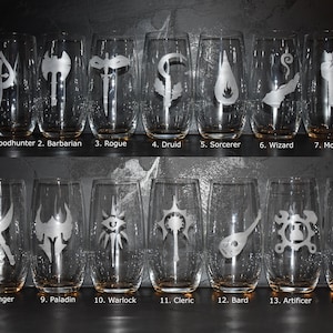 Dungeons & Dragons (dnd): Classes - TTRPG Engraved Glasses