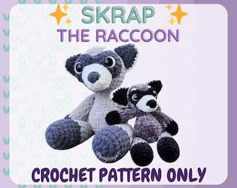 Skrap the Raccoon - wzór na szydełkowanie Amigurumi Low Sew