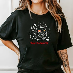 Dare To Cross Me - Unisex Jersey Short Sleeve Tee, occult t-shirt, voodoo tee, witch t-shirt, black cat t-shirt, magic cat t shirt