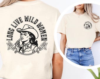 Wild Women Graphic Tee, Cowgirl Oversized Comfort Colors T-Shirt