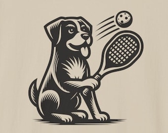 Pickleball Hund - Unisex Softstyle T-Shirt - Lustiges Hundet-shirt, lustiger Hund, der Pickleball spielt, Geschenk für Pickleballer, lustiges Pickleball Shirt