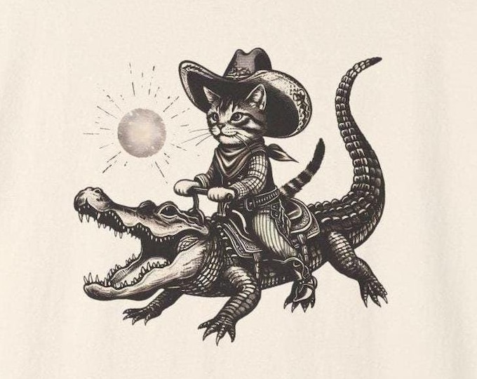 Kitty Cowboy Alligator T-shirt – Unisex Comfort Colors Tee