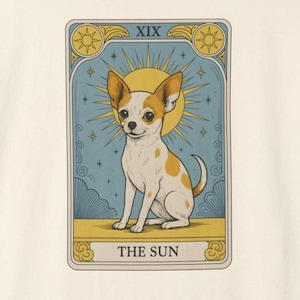 Chihuahua Tarot Style Unisex T-shirt, Cute Dog Tee, Garment-Dyed Comfort Colors, Chihuahua Lovers Shirt, Oversized Graphic Tee, Dog Mom