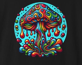 Psychedelischer Pilz übergroßes T-Shirt, Komfortfarben, Rave Hippie-T-Shirt
