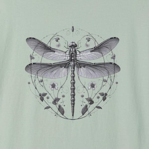 Antique Dragonfly, Oversized Unisex Garment-Dyed Tee, Dragonfly Lover Shirt, Nature Inspired tshirt, Cottagecore tshirt, Vintage Dragonfly