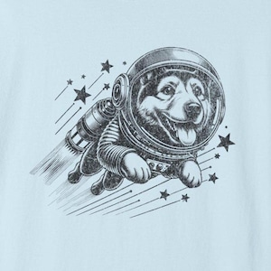Space Dog Oversized T-shirt - Vintage Cosmonaut Tee, Comfort Colors Garment-Dyed Shirt, Unisex Top, Astronaut Dog Apparel, Celestial Graphic