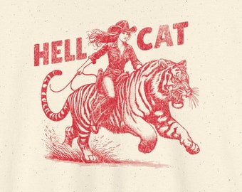 Hellcat Woman - Unisex Heavy Cotton Tee, feminist tshirt, Cowgirl Tee, Badass Woman, Alligator Lady Shirt, Girl Power Shirt, Western Tee