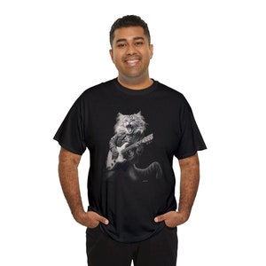 Cat Rocker T-Shirt – Funny Guitarist Cat Lover Tee, Rockstar Kitty T shirt image 6