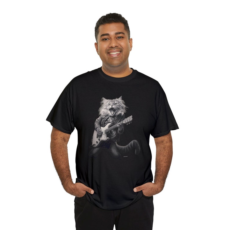 Cat Rocker T-Shirt – Funny Guitarist Cat Lover Tee, Rockstar Kitty T shirt image 6