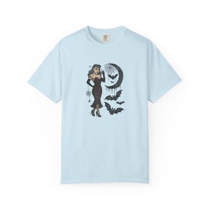 Rockabilly Witch Lady - comfort colors - Unisex Softstyle T-Shirt - Oversized Tee - rockabilly girl, spooky retro tee, goth girl