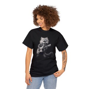 Cat Rocker T-Shirt – Funny Guitarist Cat Lover Tee, Rockstar Kitty T shirt image 3
