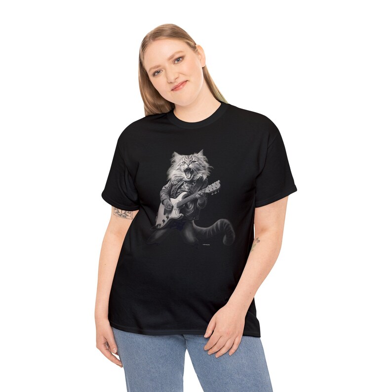 Cat Rocker T-Shirt – Funny Guitarist Cat Lover Tee, Rockstar Kitty T shirt image 4