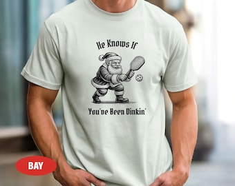 Santa Pickleball T-shirt, Festive Holiday Pickle Ball Shirt, Funny Santa Pickle Ball Tee, Pickleball Christmas Apparel