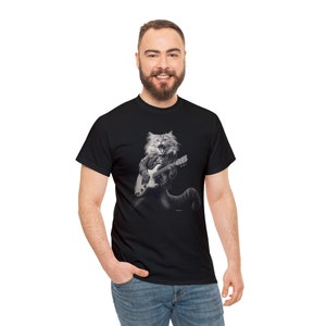 Cat Rocker T-Shirt – Funny Guitarist Cat Lover Tee, Rockstar Kitty T shirt image 2