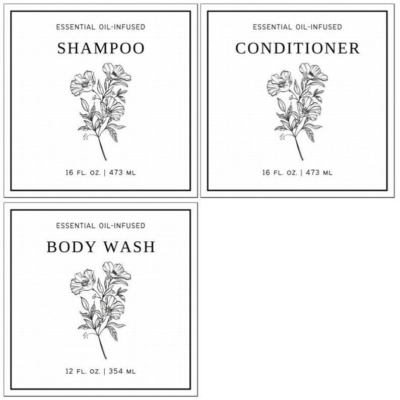 Shampoo, Conditioner, Body Wash Labels, Digital Download, Simple Labels