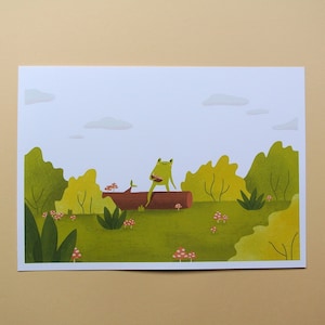 Collecting Mushrooms - A5 Art Print - Digital Illustration