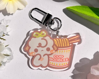 Portachiavi Ramen in acrilico/resina epossidica, bifacciale, ciondolo a forma di nuvola, kawaii, estetico, portachiavi per animali domestici, stella, regali in acrilico, pecora