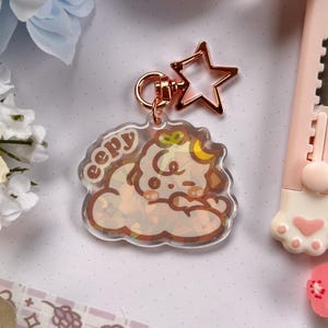 Cute Sheep Eepy Acrylic Charm | Holo Epoxy, Double Sided, Holographic, Cloud Charm, Kawaii, Aesthetic, Pet Keychain, Star, Acrylic Gifts