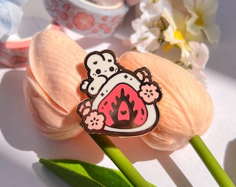Strawberry Daifuku Enamel Pin | Strawberry Mochi, Mochi Bunny, Strawberry Bunny, Asian Snack Pin, Kawaii Enamel Pin, Foodie Pin, Dessert