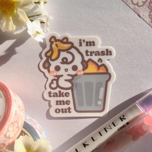Sticker poubelle mignon | Joli mouton, Sticker pour ordinateur portable, Sticker animal, Imperméable, Kawaii, Bouteille d'eau, Scrapbook, Bullet Journal, Agenda, Déco