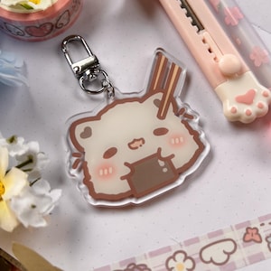 Cute Cat Onigiri Acrylic Charm | Two-Sided Keychain, Food Keychain, Double Sided, Cat Charm, Kawaii, Food Art, Funny Charm, Acrylic Gift