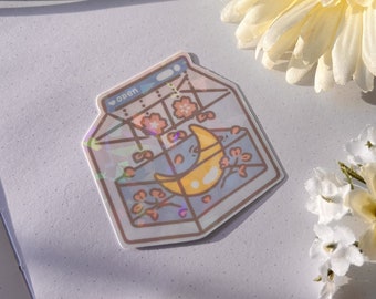 Cute Milk Carton Sticker / Holographic Sticker / Kawaii Sticker / Bullet Journal / Laptop Sticker / Die Cut Sticker / Waterproof Art /Sakura