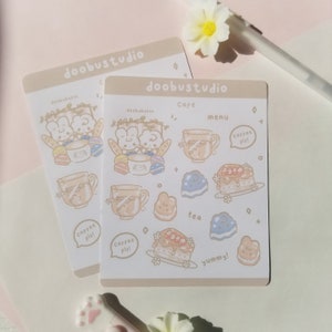 Cute Cafe Matte Sticker Sheet / Cute Stickers / Bakery / Kawaii / Bullet Journal / Planner / Bujo Stickers / Kiss Cut / Art / Desserts