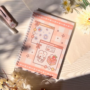 Süßes Häschen Stickerbuch / Erdbeeren Stickerbuch / Pinkes Journal / Pinkes Stickerbuch / A5 Sticker Sammelbuch / Bullet Journal