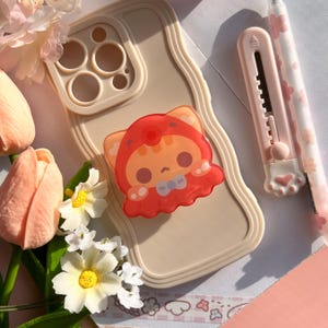 Cute Cat Squid Phone Grip | Epoxy, Phone Stand, Phone Accessory, Phone Mount, Griptok, Acrylic Phone Grip, Phone Holder, Ocean Animal