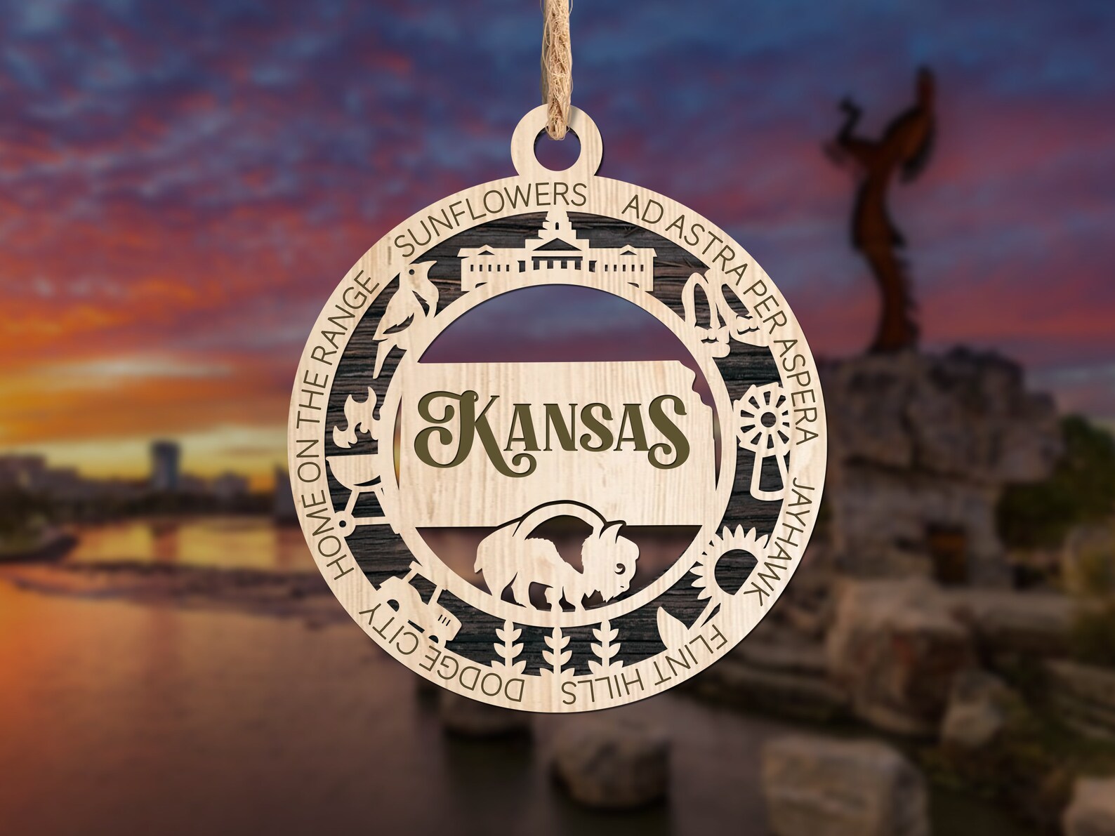 Kansas State Ornament State Christmas Ornament Handmade Etsy