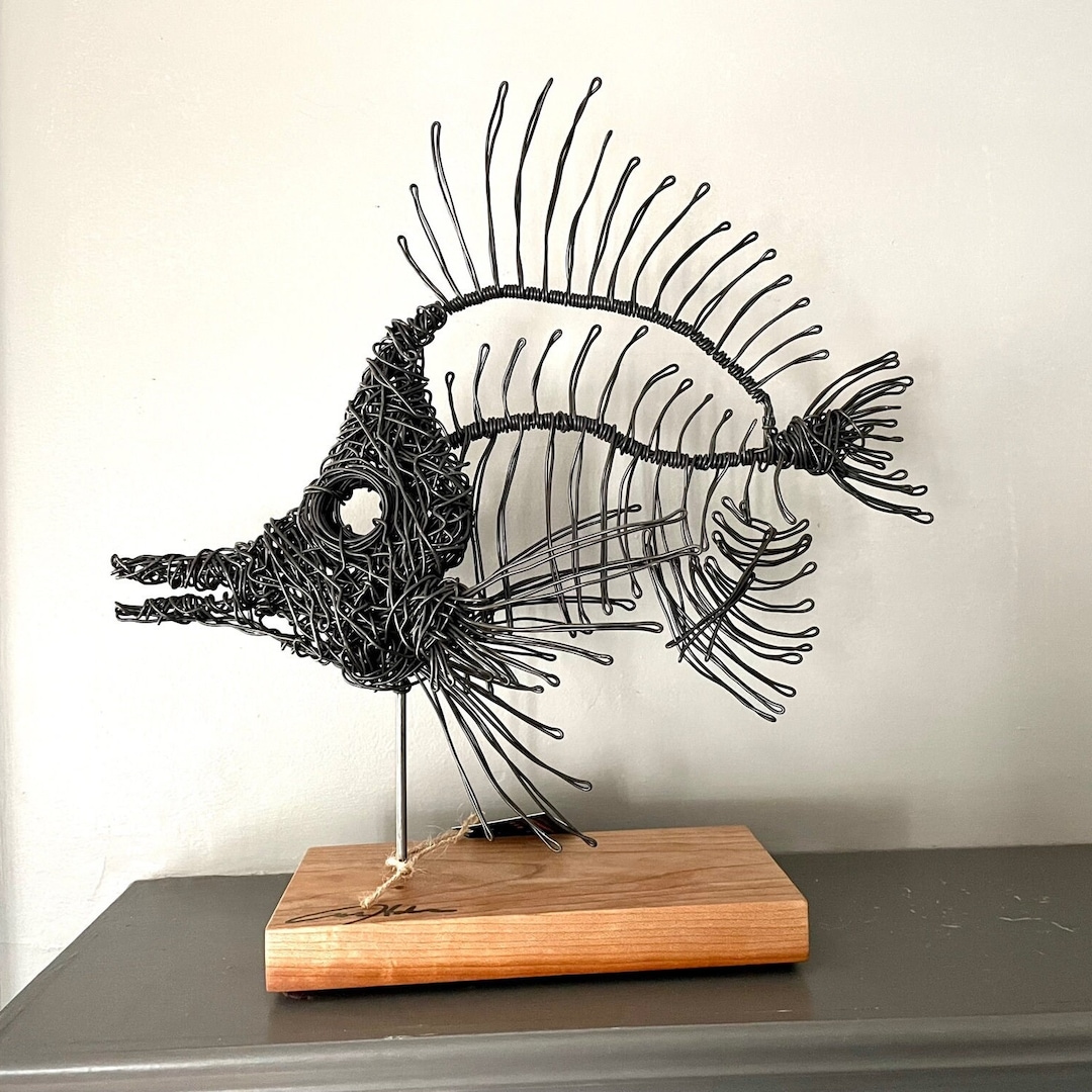 Original Handmade Wire Sculpture. Wire Art,wire Sculpture, Fish Lover