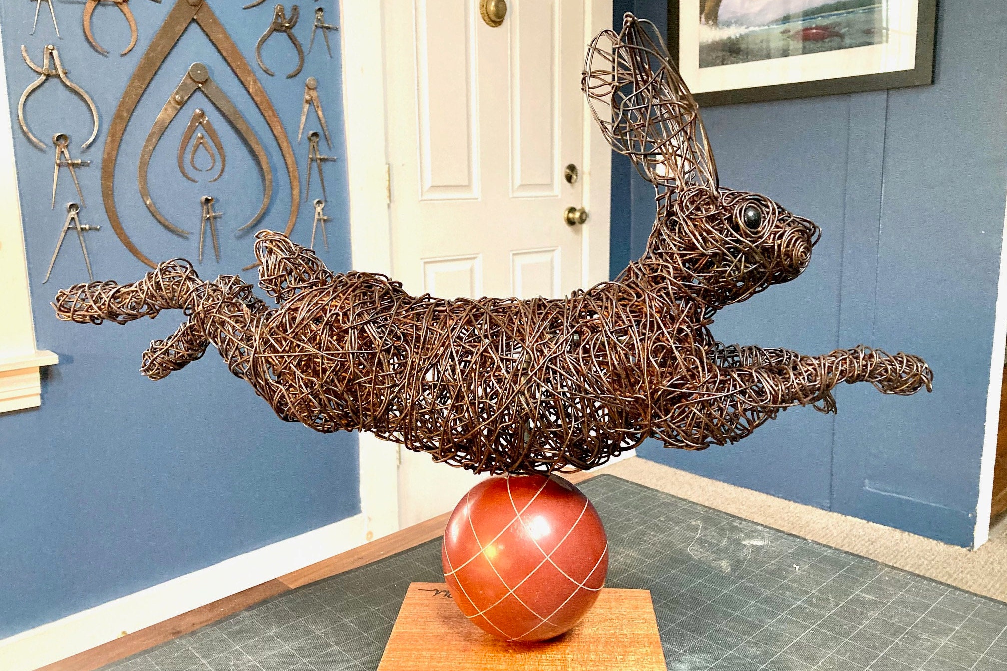 Original handmade Wire rabbit Sculpture. Wire Art Wire Etsy