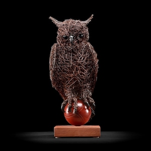 Original handmade Owl Wire Sculpture. Wire Art, Wire Sculpture, Home Decor, Owl art, Gift, Industrial Art, Bird of prey, Animal Sculpture,