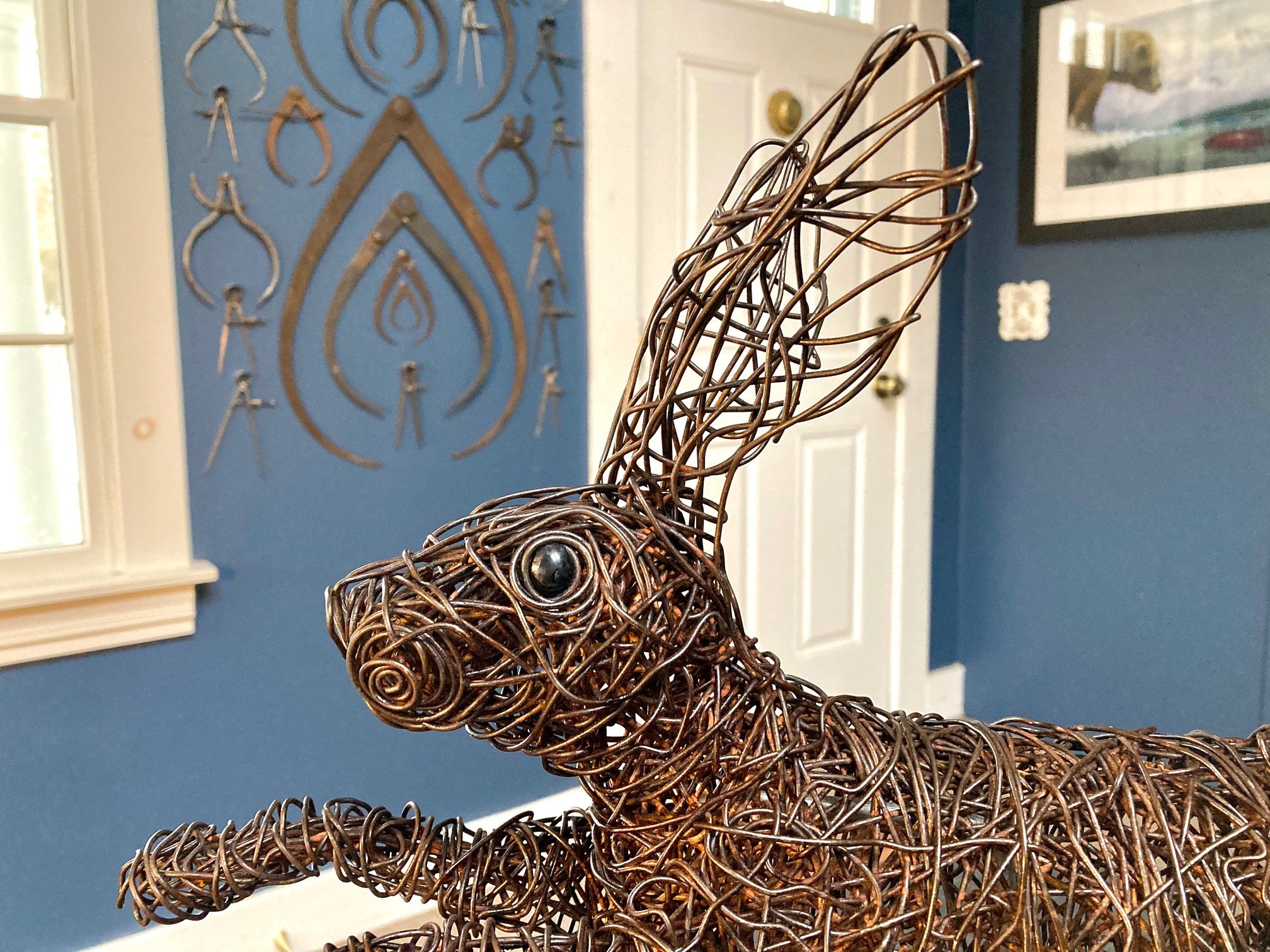 Original handmade Wire rabbit Sculpture. Wire Art Wire Etsy