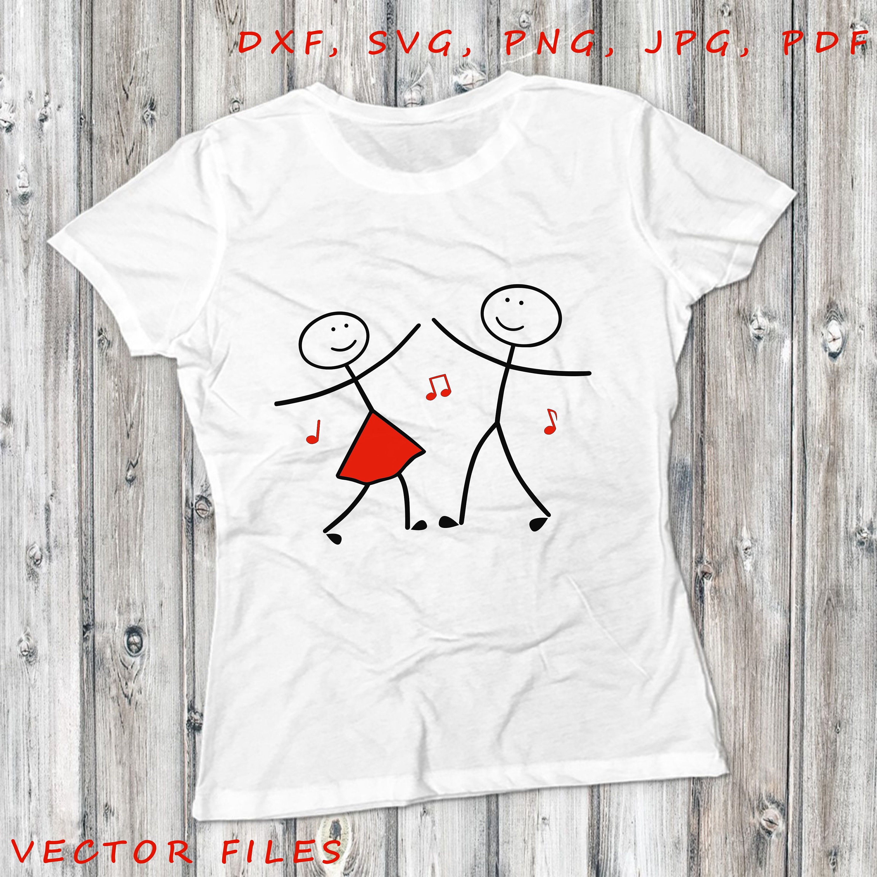 Dancing Stick People Couple Illustration Instant Download Vector Files ...