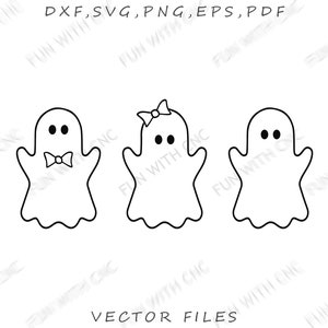 Simple Cute Ghosts Bundle svg, Halloween decor svg, Ghost svg set, Girl ghost svg, Spooky season png, Boy ghost svg, Fall season svg