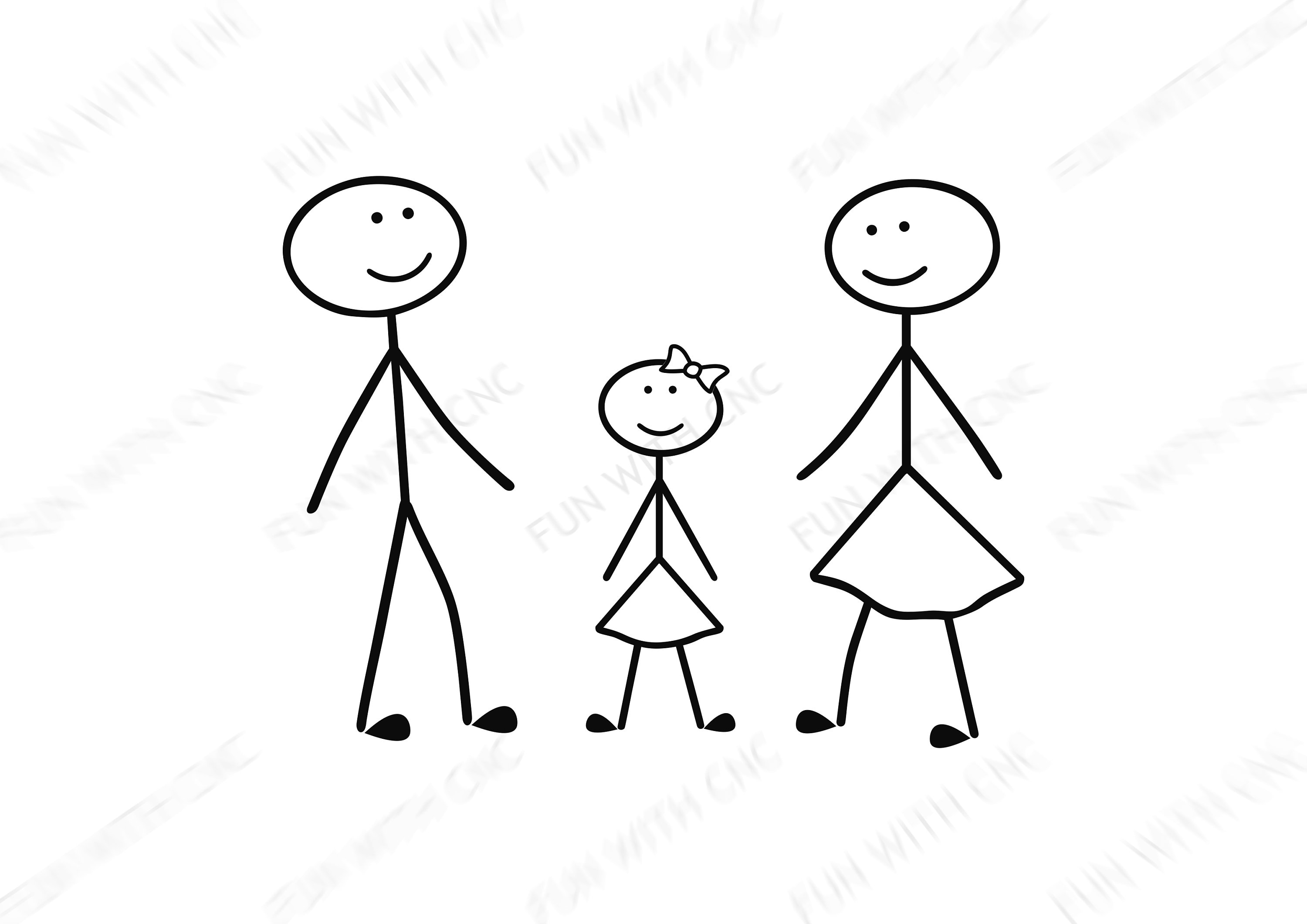 Mother, Father and Daughter Family Stick Figure Clipart, Stick People Svg,  Family Cartoon Illustration, Family Gift Idea, Cute Family Doodle - Etsy