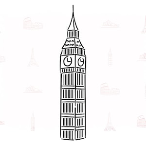 London Big Ben | London tourist attractions | Big Ben tower clock | Vector files | Commercial use
