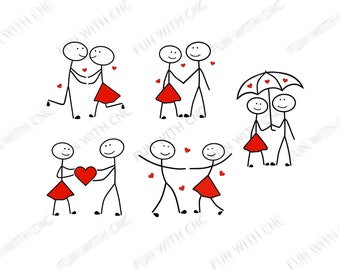 Couple amoureux bundle, Stick Figures couple set, Love couple svg, Cadeaux de couple, Cadeau pour petit ami, Cadeau pour petite amie, Couples svg