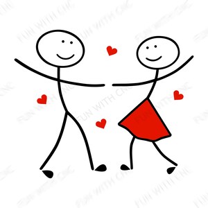 愛を込めて踊るかわいいカップル | ダンスカップル | 棒人間のクリップアート | 恋するカップル svg | カップルへの贈り物 | バレンタインギフト | ダンス svg