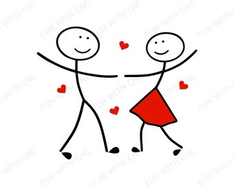 Cute couple dancing with love | Dance couple | Stick figures clipart | Couple in love svg | Gift for couple | Valentines gift | Dancing svg
