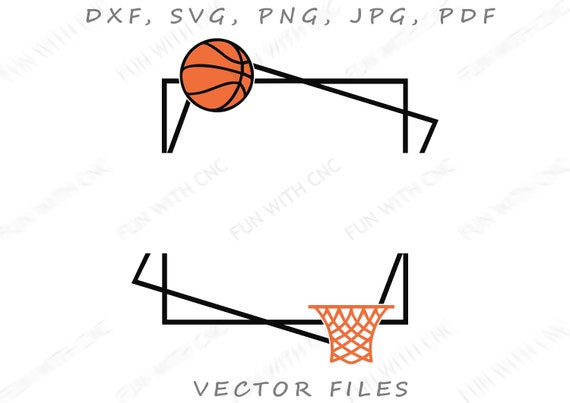 Basketball Double Square Split Frame With a Basketball Ball and