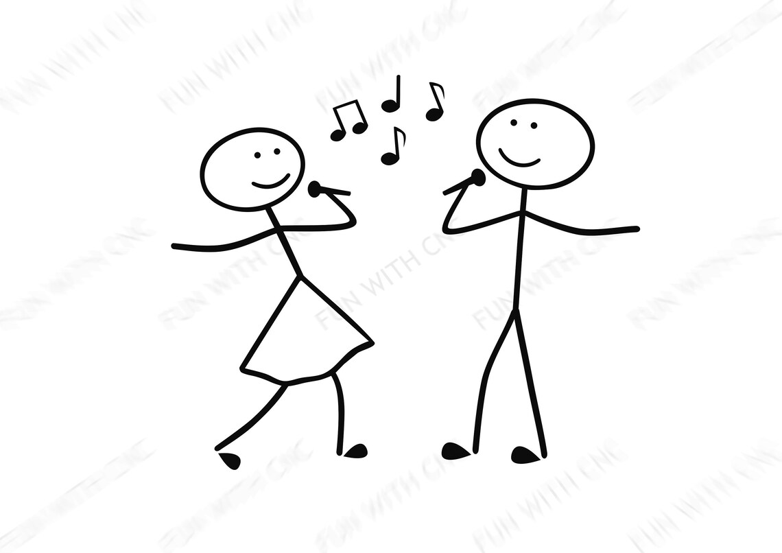 Singing Couple Stick Figure Singing People Svg Digital - Etsy