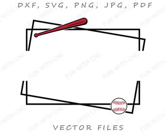 Baseball double rectangle split frame with a baseball bat and baseball ball clipart is just what your need for your next sport project