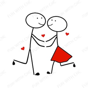 Stickman kiss | Stickman in love | Stickman couple | Love couple png | Gift for couple | Couple kiss | Stick figures clipart | Love svg
