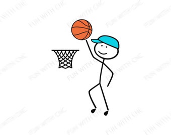 Basketball player stick figure boy clipart, Basketball illustration, svg, png, dxf, jpg and png download files