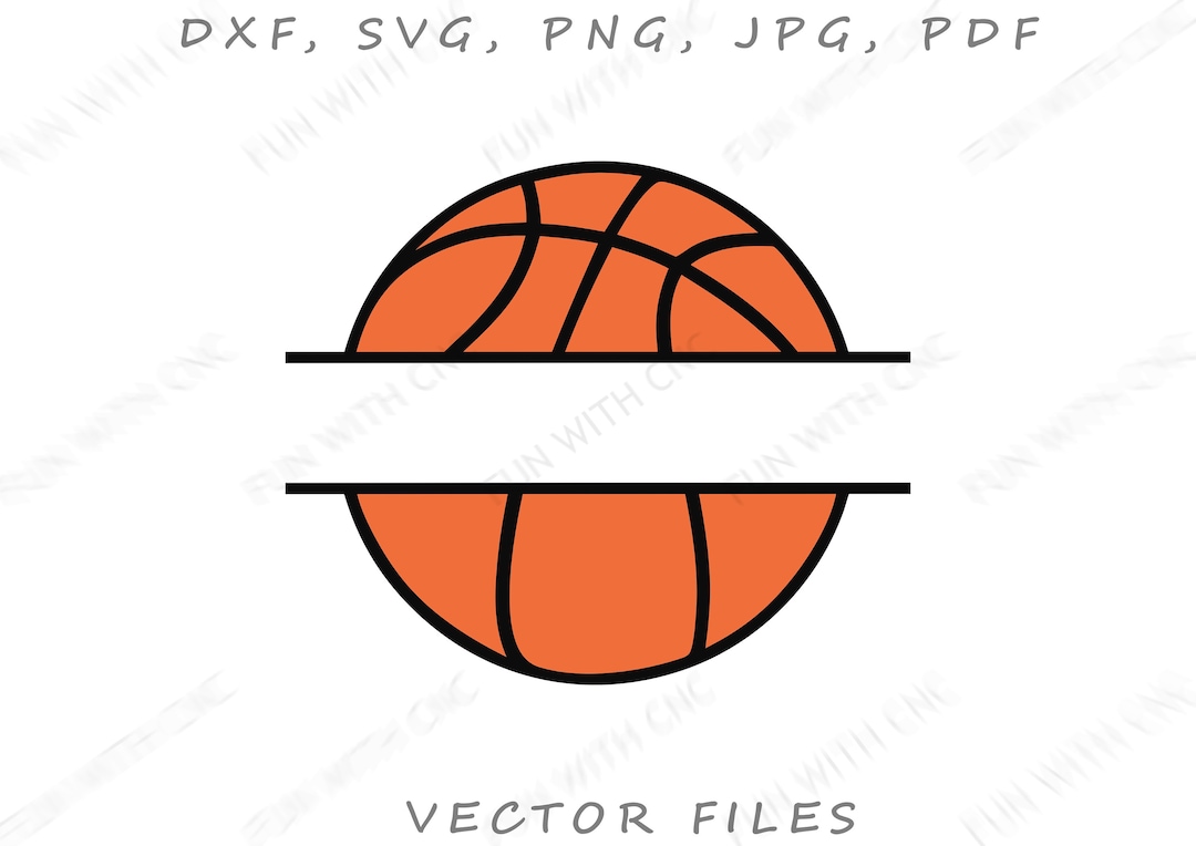 Sport Clipart: Basketball Ball Split Clipart in Outline Version and ...