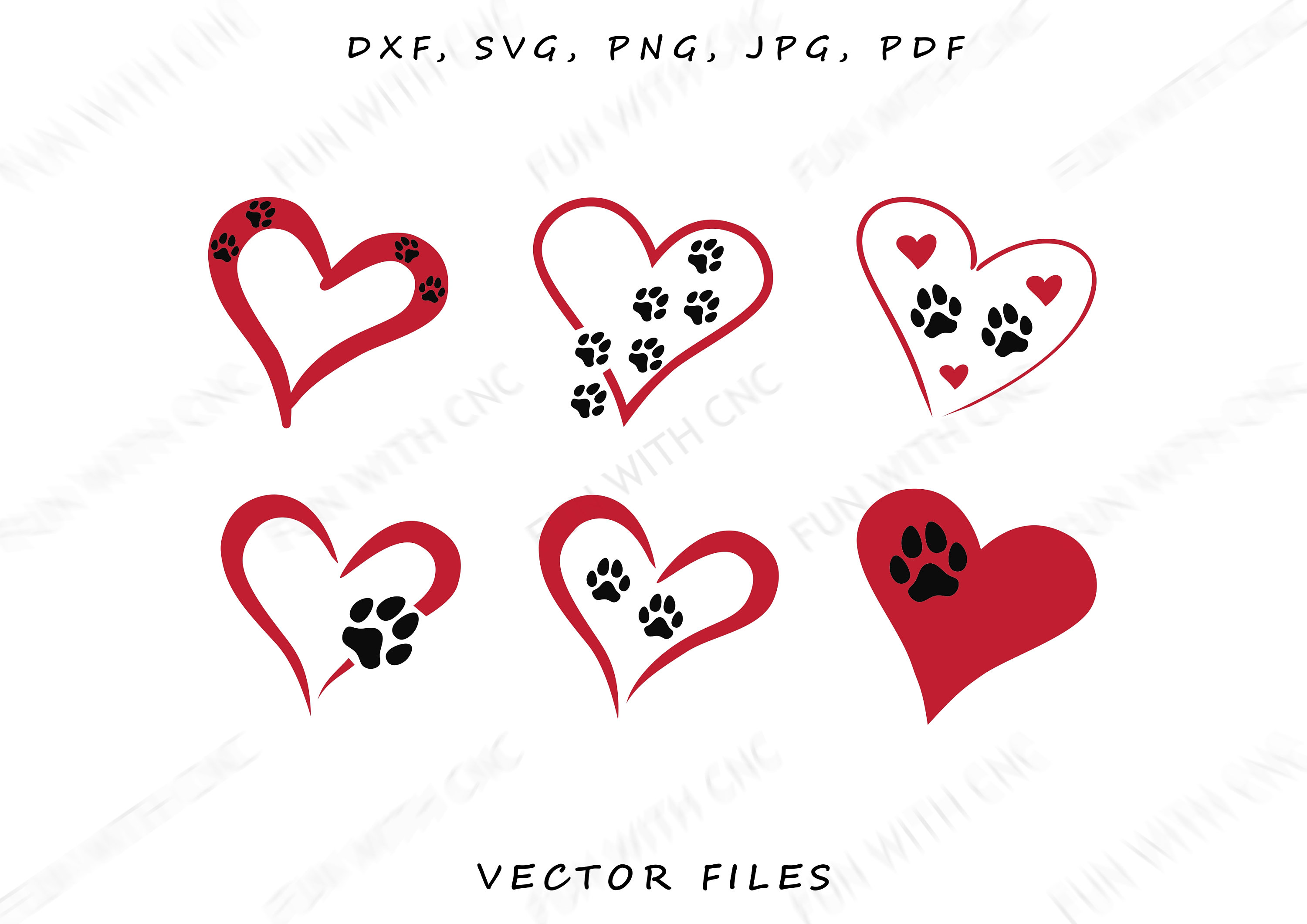 Disegni di cani con impronta di zampa / Impronta di zampa di cane gatto Svg  / Clipart di impronta di zampa di cuore PNG / San Valentino Dxf Jpg Pdf -   Italia