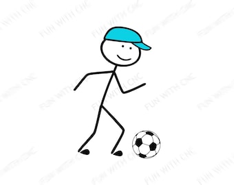 Soccer player svg,  Stick figure soccer boy, Football player svg, Sports clipart, Soccer gift for boys, Soccer ball svg, Soccer design