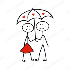 Cute stickman people couple under the umbrella, Digital download files for your craft projects and commercial use,  svg, png, dxf, jpg, pdf